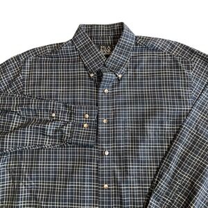 Jos. A. Bank Traveler's Collection Mens Large Navy Blue Windowpane Check Shirt